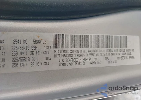 2017 Dodge Journey Gt Awd from USA, damaged, VIN 3C4PDDEG1HT696494